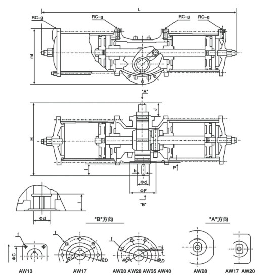 AW型氣動執(zhí)行器結構圖