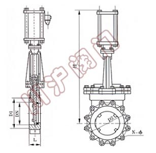 氣動(dòng)刀型閘閥結(jié)構(gòu)圖